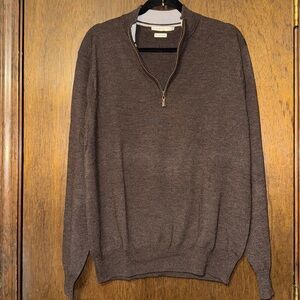 Peter Millar Brown Quarter Zip Up Sweater